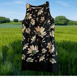 London Times sz 8 NWOT lined sleeveless floral navy white polyester blend dress